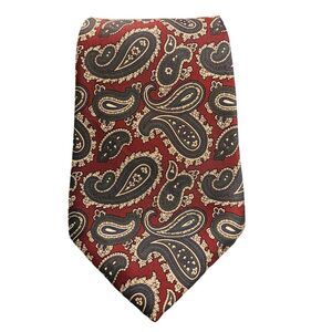 Hardy Amies London‎  100% Silk Mens Tie Burgundy w. Blue Paisley 58" x 4"